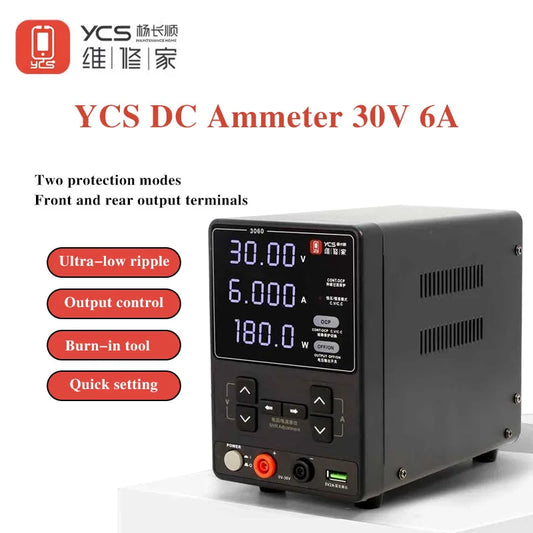 Reparación YCS fuente de alimentación estabilizadora de voltaje para el hogar 3060.30V 6A180W amperímetro de CC para reparación de teléfonos móviles de alta potencia