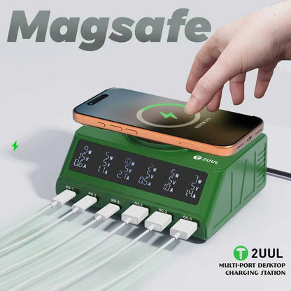 2UUL PC11 110W Desktop Multi-Port Charger with Magnetic Wireless Fast Charging for IP17 Series & Multi-Device Repair Tools