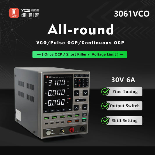 YCS 3061VCO Adjustable DC Power Supply 30V 6A CC/CV USB Output Over-Current Protection Voltage Calibration Precision Power Tool