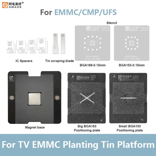 Juego de plataforma magnética Amaoe para reballing de BGA para eMMC / eMCP / UFS (BGA153-254)