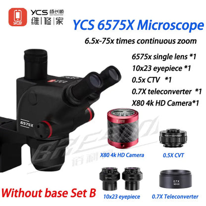 YCS Repairer YCS-6575X Trinocular Microscope 6.5x-75x times continuous zoom mobile phone repair equipment