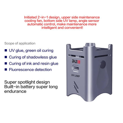 Aixun UV Curing Lamp With Built-in Battery Cool Down Fans BGA Motherboard LCD Screen Green Oil Curing Lamp Support Type-C Charge