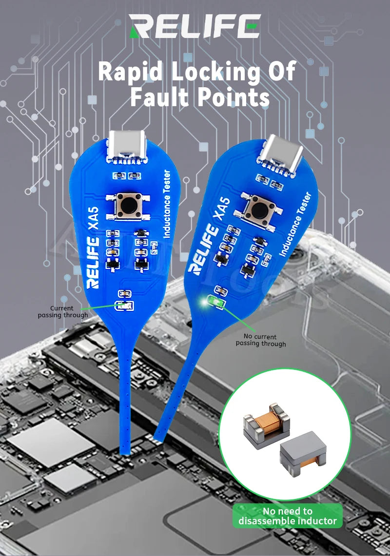 RELIFE XA5 Motherboard Coil Tester Inductor Detector Tool for PC Repair Electromagnetic Induction Quick Fault Check