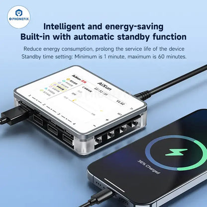 AiXun PF26 260W 8 Ports Multi-channel Charger Smart Digital Display USB Charging Deck for Mobile Phone Tablet PC Smart Device