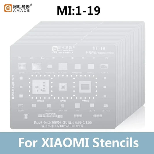 Juego de plantillas BGA para Xiaomi AMAOE MI1-MI19, 19 piezas