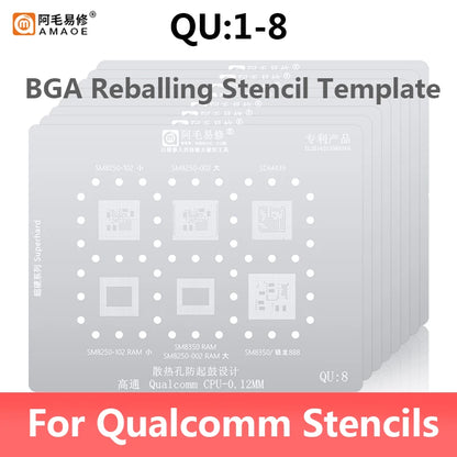 Amaoe QU1-QU8 Qualcomm Snapdragon CPU BGA Reballing Stencil Set