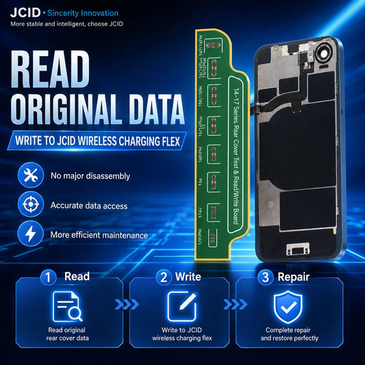 JCID 14-17 Series Rear Cover Test Read Write Board Data Repair Tool for iPhone 14 15 16 17 V1S Pro V1S Plus V1SE Flex Cable