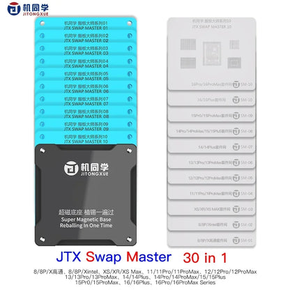 JTX SM-01 New Upgrade Swap Master Chip Reballing Fixture Platform for IPhone 8-16PM Series Motherboard CPU Repair Stencil Kit