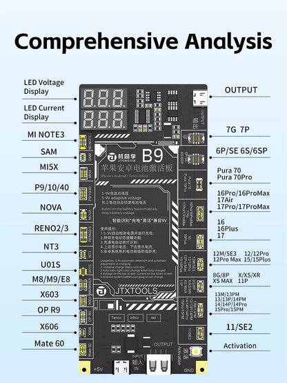 JTX B9 Placa de activación de batería de 5V-9V para modelos Ip 6s-17PM Android 400 para herramientas de reparación de teléfonos móviles