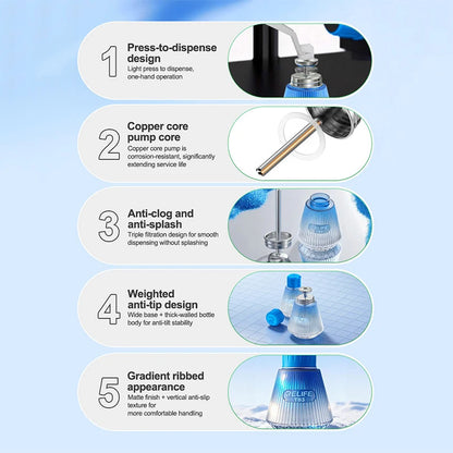 RELIFE TB3 Solvent Bottle Copper Core Pump Anti-clog and Anti-splash Liquid Flux Alcohol Oil Dispenser Bottle Cleaner