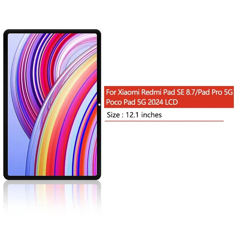 New For Xiaomi Redmi Pad SE 8.7/Pad Pro 5G 2024 12.1 LCD Display Touch Screen Digitizer For Xiaomi Poco Pad 5G 2024 12.1 LCD