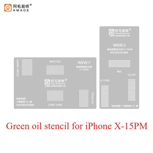 Plantilla de soldadura con máscara verde de aceite UV AMAOE para reparación de pantalla de iPhone X-15 Pro Max