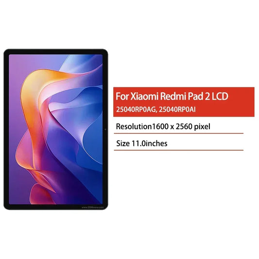 11" New For Xiaomi Redmi Pad 2 LCD Display Touch Screen Digitizer Assembly 25040RP0AG, 25040RP0AI Display Replacement