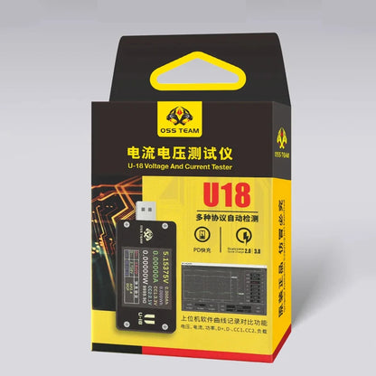 OSS U18 Voltage Current Tester Support Fast Charging Charging Current/Voltage Testing Capacity Cable Resistance Measurement Tool