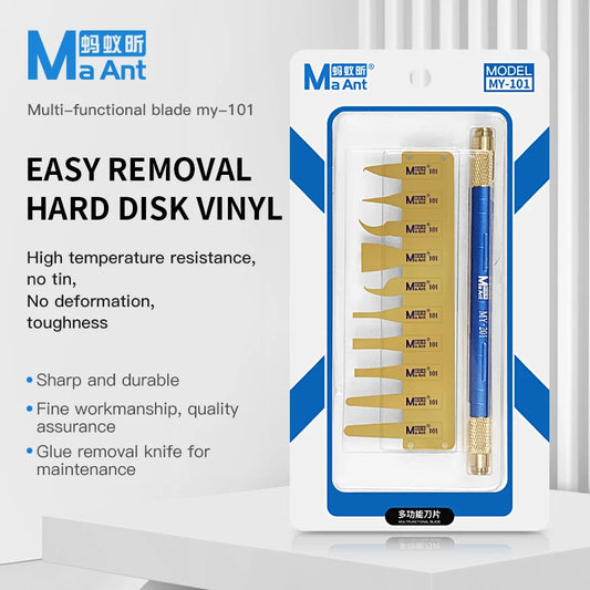 Mango de cuchilla para eliminación de pegamento de CPU e IC multifuncional MaAnt MY-101 para reparación de teléfonos móviles, herramienta de limpieza y palanca para placa base y CPU NAND