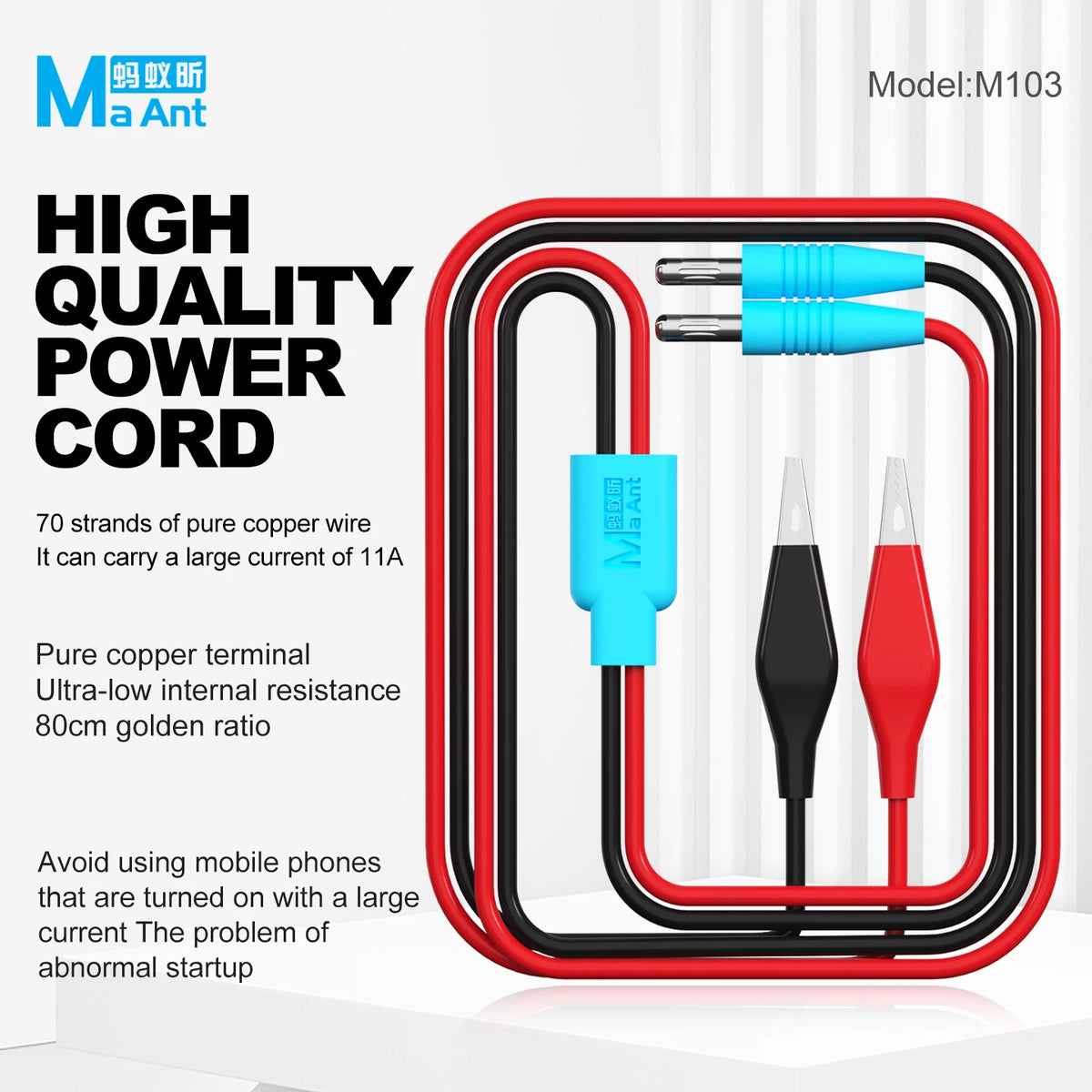 Cables de prueba MAANT M103 con conector tipo banana y pinzas de cocodrilo