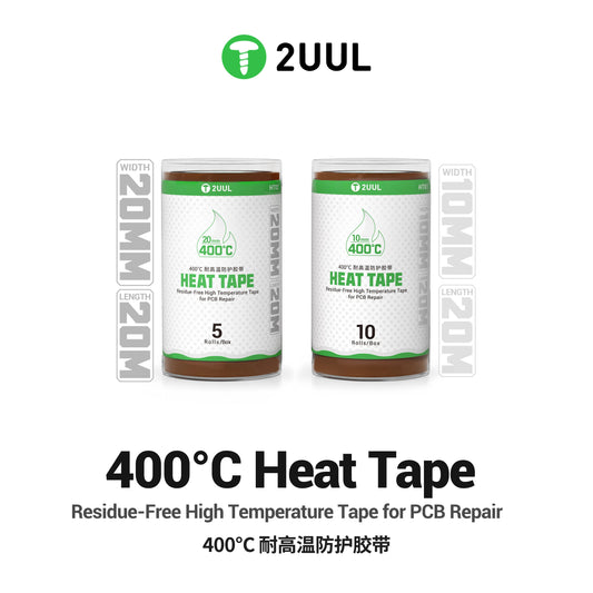 2UUL HT01 HT02 Cinta protectora resistente a altas temperaturas de 400 °C, 10 mm × 20 mm, sin residuos, para soldadura y reparación de PCB