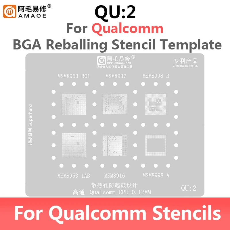Amaoe QU1-QU8 Qualcomm Snapdragon CPU BGA Reballing Stencil Set