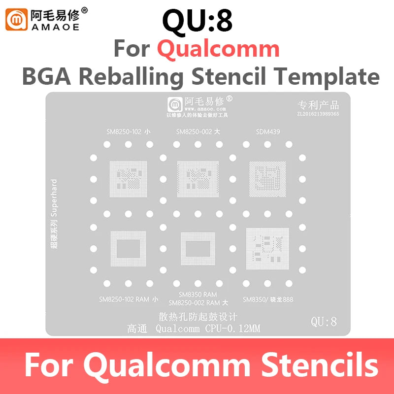 Amaoe QU1-QU8 Qualcomm Snapdragon CPU BGA Reballing Stencil Set
