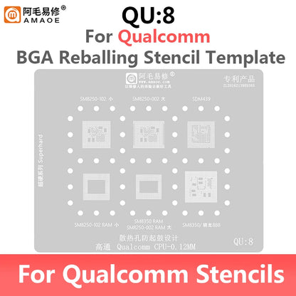 Amaoe QU1-QU8 Qualcomm Snapdragon CPU BGA Reballing Stencil Set