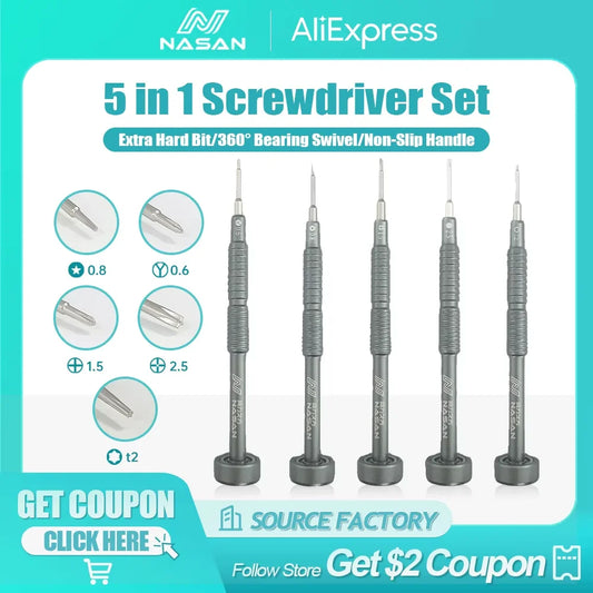 Kit de 5 destornilladores NASAN para teléfonos y relojes