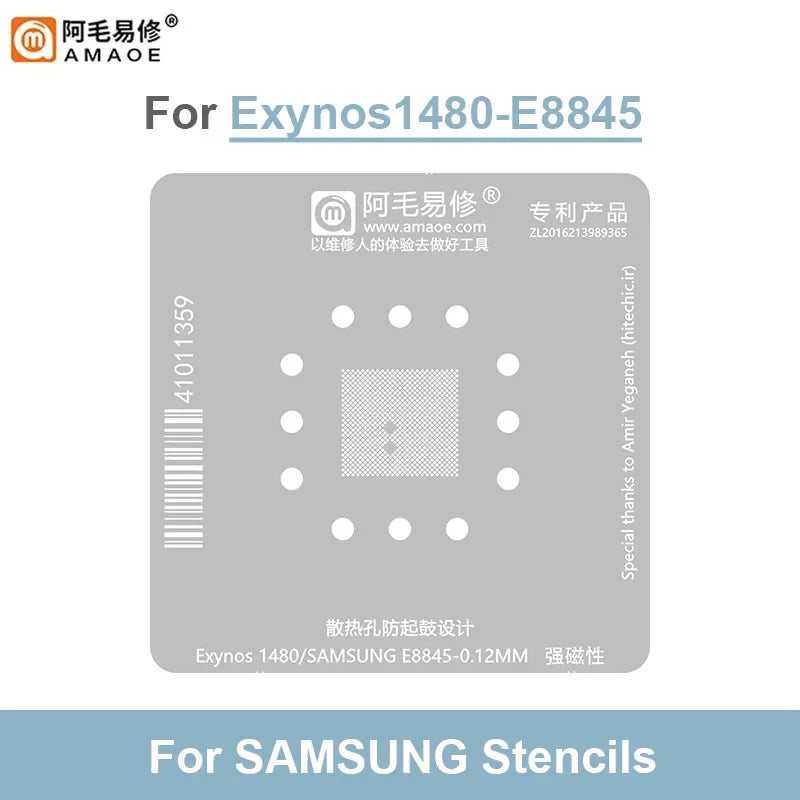 AMAOE Exynos 1480 S5E8845 BGA Stencil, 0.12mm