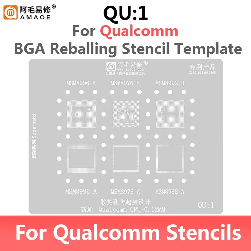 Amaoe QU1-QU8 Qualcomm Snapdragon CPU BGA Reballing Stencil Set