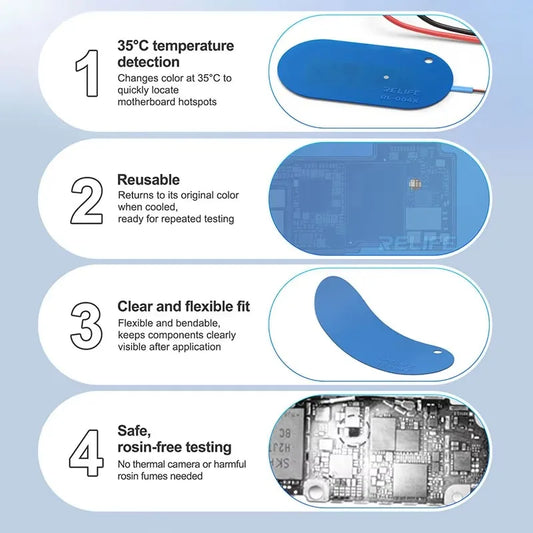 RELIFE RL-004X Almohadilla localizadora de cortocircuitos, lámina termocrómica sensible a la temperatura para localizar fallos por puntos calientes en placas base y reparación