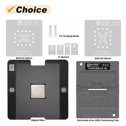 Kit de plataforma magnética de reballing para SSD NAND Flash AMAOE BGA132 y BGA152