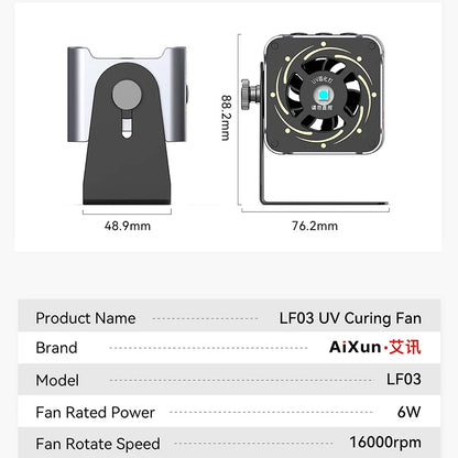 Ventilador de curado UV AIXUN LF03 4 en 1 Refrigeración Disipación de calor Curado rápido Iluminación de doble nivel Extracción de humos Para ventilador de reparación de teléfonos