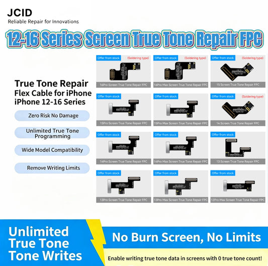 JCID 12-16 Series Screen True Tone Repair FPC Cable for iPhone 12 13 14 15 16 Pro Max Screens Restore the Original Color Display