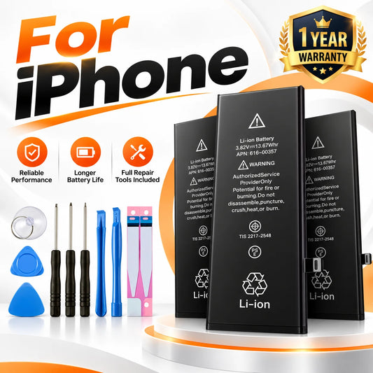 Replacement Battery For iPhone 5 6 7 8 Plus X XR XS Max 11 12 13 14 Pro Li-ion Rechargeable Phone Battery Repair Parts