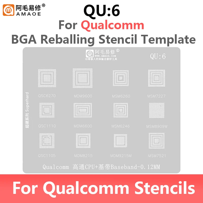 Amaoe QU1-QU8 Qualcomm Snapdragon CPU BGA Reballing Stencil Set