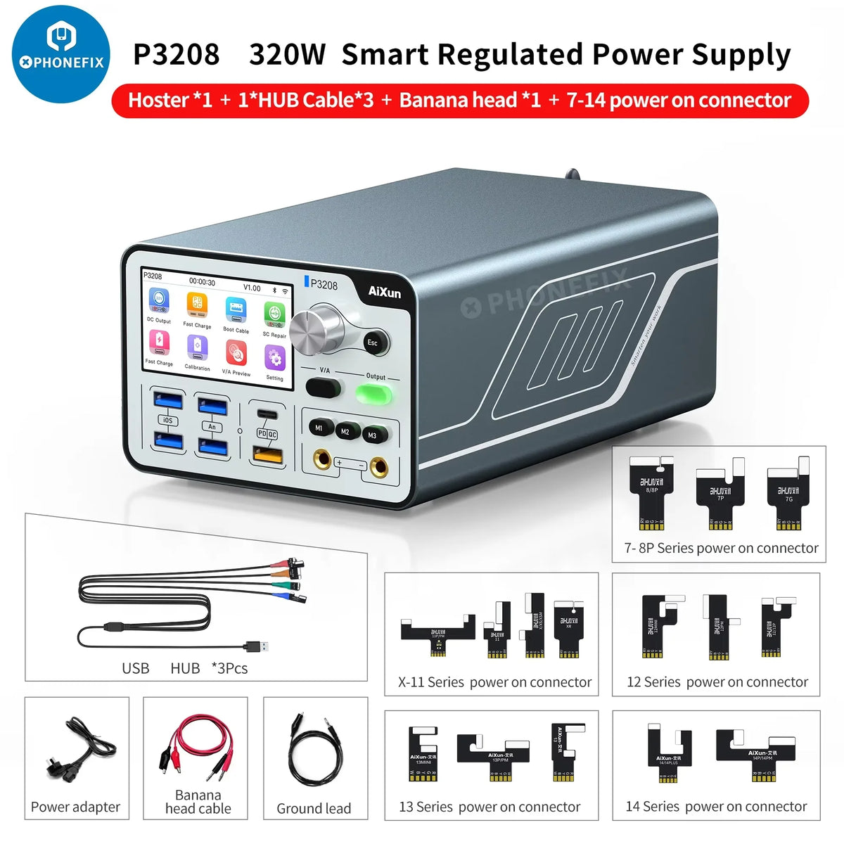 AIXUN P3208 Intelligent Regulated Power Supply For iPhone 7-16 PRO MAX Android Motherboard Battery Testing Mobile Phone Repair