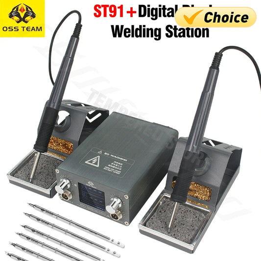 Estación de soldadura OSS TEAM ST91+ con 2 mangos, temperatura constante inteligente, modo de suspensión automático y control PID. Herramientas para estación de soldadura