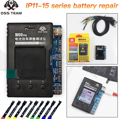 OSS W09 Pro V3 Herramienta de reparación de ventana emergente de salud de batería para iPhone 11 12 13 14 15 Kit de instrumento de reparación de restablecimiento de datos de duración de batería IC de teléfono