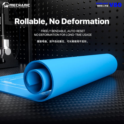 MECHANIC V80 Large Silicone Work Mat Waterproof Heat Insulation Storage Groove Design for Phone Circuit Board Repair Tools