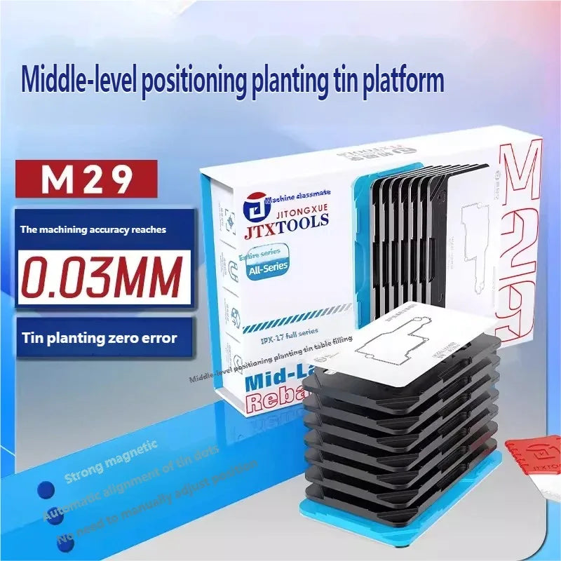 JTX M29 Juego de plataforma de plantado de estaño de posicionamiento de nivel medio para IP X~17PM JUEGO COMPLETO Fuerte succión magnética de juntas soldadas