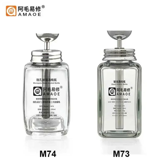 Botella de alcohol de vidrio tipo prensado AMAOE M73/M74