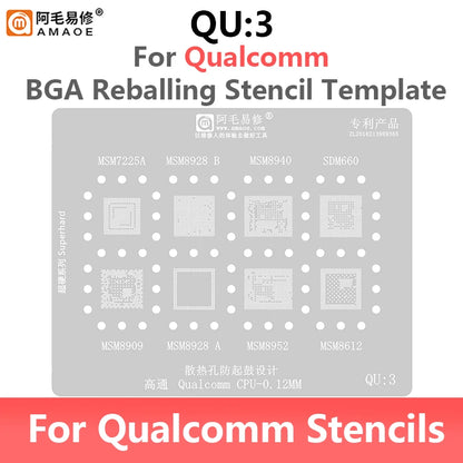 Amaoe QU1-QU8 Qualcomm Snapdragon CPU BGA Reballing Stencil Set