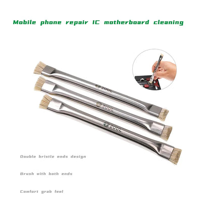 2UUL CL11 Dual Heads Bristle Brush for Mobile Phone Repair Anti Static PCB Chip IC Cleaning Hand Tools Dust Removal Brush