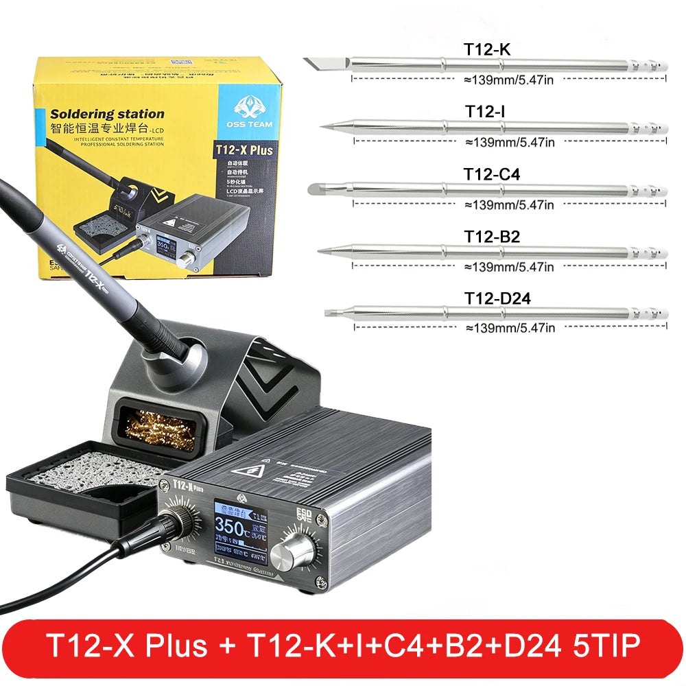 OSS T12-X PLUS Soldering Station Electronic Soldering Iron With T12 Tips For PCB Repair Phone Board Welding Repair Tools