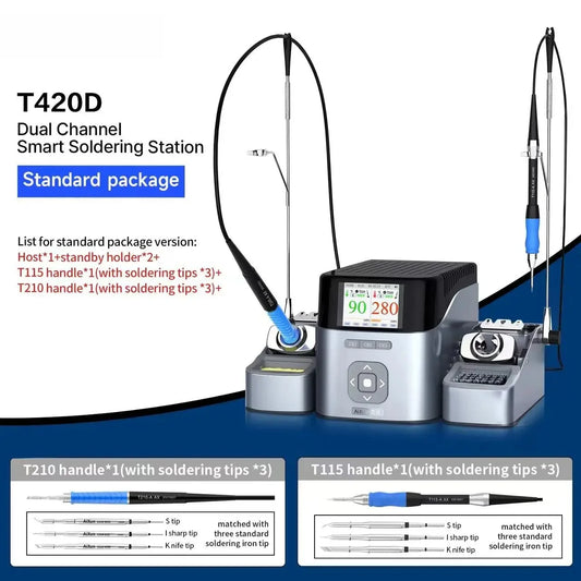 AIXUN T420D Dual Soldering Station for T245/T210/T115 Handles