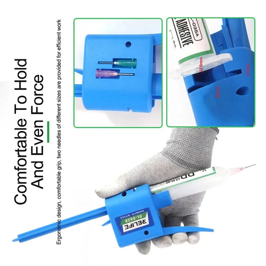 RELIFE 10-60cc Manual Solder Flux Dispenser Universal Welding Oil  Extruder UV Paste Needle Booster Glue Propulsion Syringe Tool