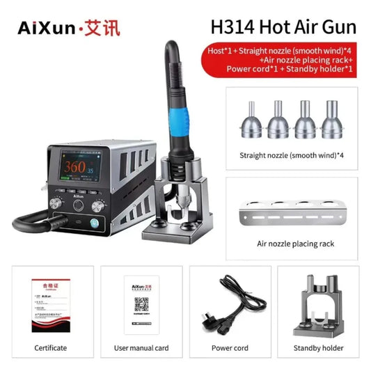 Aixun H314 Intelligent Hot Air Gun Soldering Station 1400W Digital High Power BGA Rework Heating Station With Nozzle