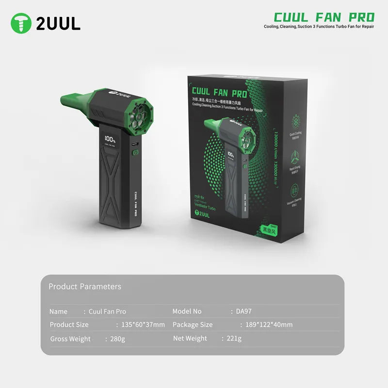 2UUL DA97 DA970 Cuul Fan Vac Pro Portable Air Blower 130000r/min 3 in 1 Mobile Phone Repair Cooling Cleaning Suction Turbo Fan