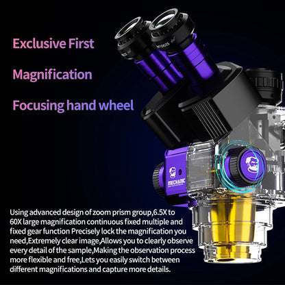 MECHANIC ROBOT 6560T 6.5-60X Trinocular Stereo Microscope for Electronic Repair Motherboard PCB Welding Fault Detection Tool