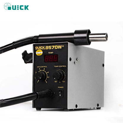 QUICK 857DW+ Adjustable Hot Air Gun 580W Welding Tools Portable Digital Display SMD Rework Solder Station With Nozzles & Heater