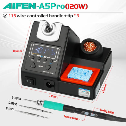 AIFEN A5Pro 120W Soldering Station Wire-Controlled Handle 245/210/115 Electronics Soldering Iron Rework Station BGA Repair Tools