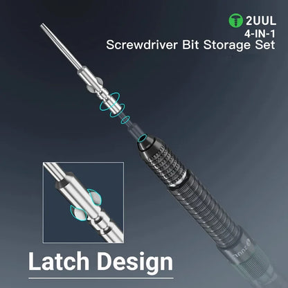 2UUL SD24 4 IN 1 Screwdriver Bits with Magnetic Storage Set High-Hardness Alloy S2 Head CC /Pentalobe/Tri-Point/Phillips Bits